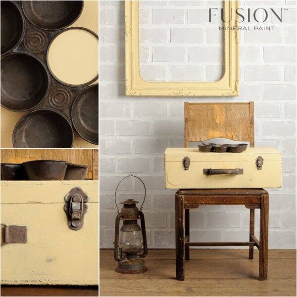 Furniture and items painted with the Buttermilk Cream Fusion mineral paint.