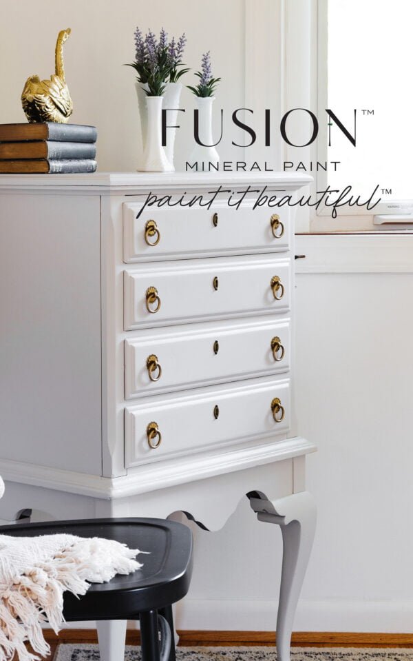 A chest of drawers painted with the Cobblestone Fusion mineral paint.