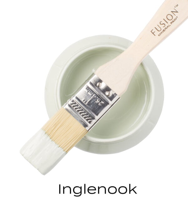 Angled Brush on top of an open pot of Inglenook Fusion mineral paint.