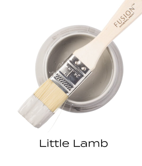 Angled Brush on top of an open pint of Little Lamb Fusion mineral paint.