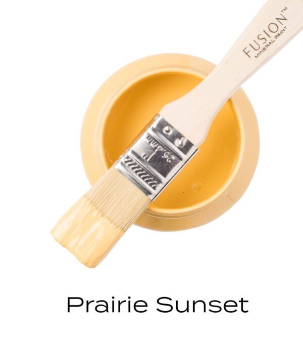 Angled Brush on top of an open pot of Prairie Sunset Fusion mineral paint.