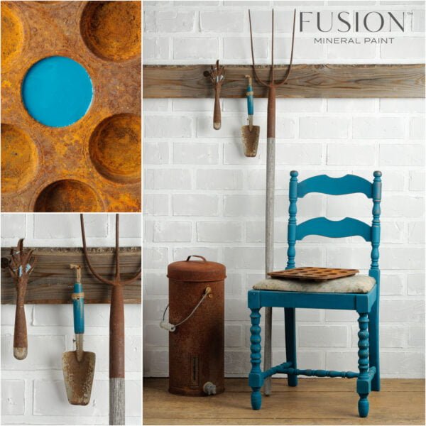 Assorted furniture painted with the Renfrew Blue Fusion mineral paint.